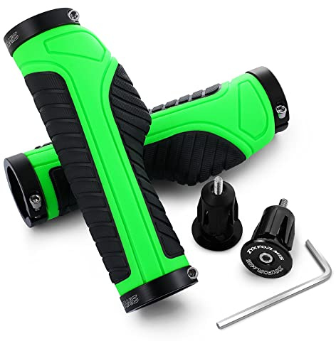 Bike Handlebar Grips, Non-slip Ergonomic Design Bicycle Grips, Aluminum Double Lock-on Mountain Bike Grips with Multi Colors for MTB BMX Scooter Downhill Foldable Urban Bikes