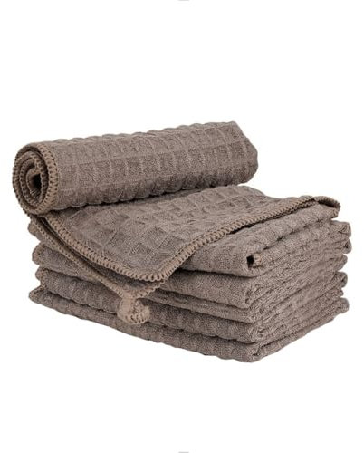 watchget Barista Micro Cloth 6 Pack, Microfiber Espresso Cleaning Towels Waffle Weave Kitchen Dish Cloths Cafe Bar Towel Coffee Machine Accessories Rag, Brown(12x12)