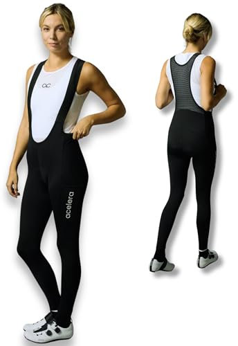 Acelera Fahrradhose Winter Damen lang - Thermo Radhose lang Damen Isolierendes Gewebe [0-15°] - Winter Radlerhose gepolstert [über 6h Fahrzeit] - Wasserabweisend - Bib Shorts Damen lang - 3XL