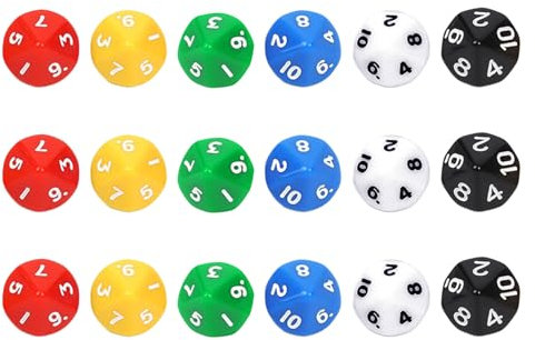 CVFRTT 18 Pezzi di Dadi Numerici da 1 A 10, Dadi A più Facce, Giochi da Tavolo, Giochi da Tavolo, Giochi di Lancio