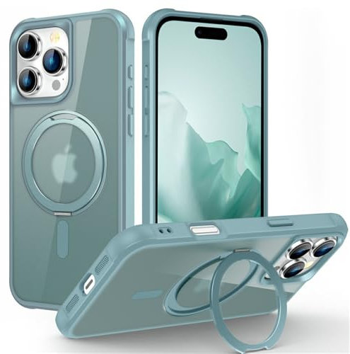 YOGISU Drehbare, Faltbare Handyhülle mit magnetischem Ständer für iPhone 11 12 13 14 15 Pro Max, stoßfeste Panzerschutzhülle, Seeblau, für iPhone 1Pro Max