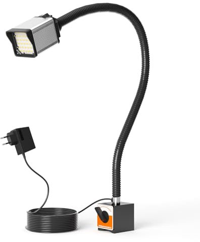28 LEDs magnetisches Licht, 1320 Lumen 120 V flexibles Schwanenhals-Arbeitslicht mit justierbarer magnetischer Basis für CNC, Fräsbohrer Presse Nähmaschine Industriebeleuchtung (12W Magnetische Basis)
