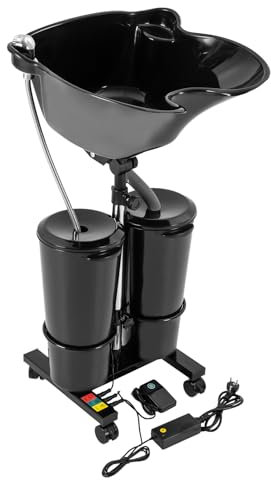Lavabo mobile pour coiffeur - Lavabo portable - Hauteur réglable - Avec réservoir d'eau et douchette - Noir