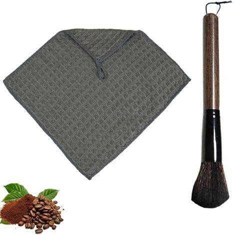 Barista Pinsel, Kaffeepinsel, Pinsel Kaffeemaschine für Barista Siebträger Pinsel, Kaffeemühle Oder Pinsel Siebträger Reinigung, Zubehör für Kaffee Tee Espresso Barista mit 1 Wischtuch
