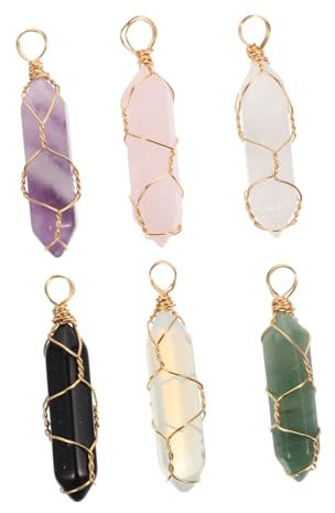 SHINEOFI 6pcs Hexagon Crystal Hanging Pendants with Copper Wire for Necklace Making Supplies, Unique Fashion Accessories That Give off Gorgeous Light, for Wedding and Birthday Random Color