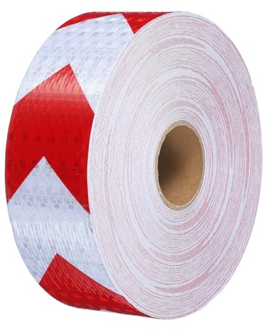 PATIKIL Ruban Réfléchissant, 1 Rouleau 2 Pouces x 148 Pieds Imperméable Autoadhésif Haute Visibilité Ruban de Sécurité Avertissement pour Camions Remorques Voitures, Blanc Rouge