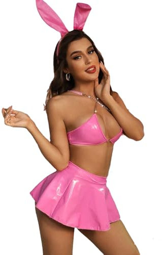 MIZSPISE 2 Pezzi Minigonna Set Vestito Estivo Sexy Slim Senza Maniche Top Gonna Corta Aderente Abiti Party Club Outfits (IT, Testo, Taglia Unica, Regular, Regular, Rosa)