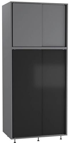 URBNLIVING 180cm 4 Sliding Doors Wardrobe Bedroom Storage Unit with Hanging Rail, Modern Engineered Wood Closet Cupboard, Freestanding Clothes Organizer, Customizable Two-Tone Design, Ample Space
