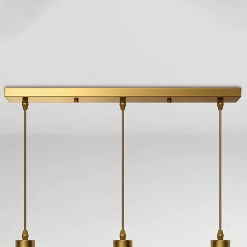 Baldachin Lampe, Baldachin für Lampe Rechteckig, Deckenbaldachin Lang,Kabelabdeckung Deckenrosette Metall Lampenabdeckung Decke Lampenschirm Deckendose (Gold, 100cm*3-Löcher)