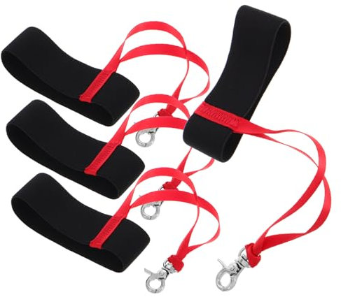 BESTonZON 4 Stück Ski Handschuh Leash mit Handgelenkband Elastische Handschuhbefestigung für Ski und Snowboard für Winteraktivitäten Robust und Verstellbar Schwarz Rot mit Metallverschluss