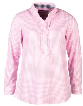 Ladies Overhead Ruffled Collar Shirt Women's Country Colour Check Shirts