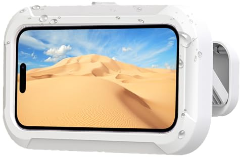 Lumitrex Support de Téléphone Mural de Douche Étanche, Support Téléphone Réglable Douche avec Écran Antibuée HD, Rotation à 360° et Amovible pour Smartphone 4 à 7