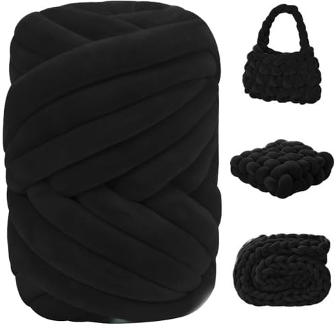 CUEMOON Dicke Woll zum Handstricken Schlauchgarn 3cm Chunky XXL Wolle, Für Deck Grobstrick Weiches Wollgarn Haustier Bett Sofa, Roving Garn