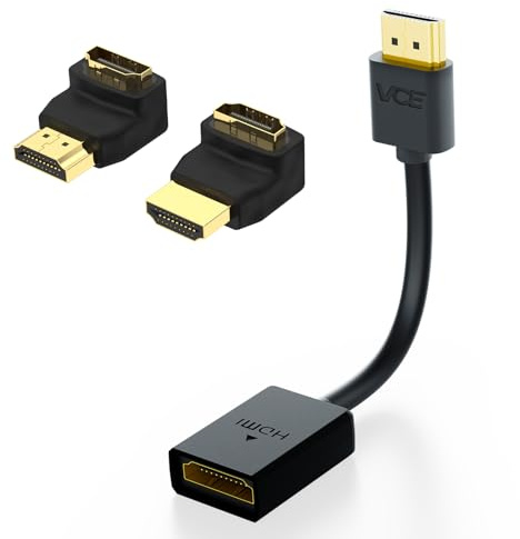 VCE 2 stück Hochgeschwindigkeits HDMI Verlängerungskabel mit 2 Stück HDMI Winkel Adapter HDMI Winkelstecker 90 Grad und 270 Grad 3D&4K Stecker