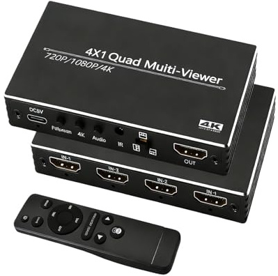 Whoasyst Sintonizzatore HDTV multiplo con commutazione 4 in 1 uscita senza soluzione di continuità Ampia compatibilità Home Entertainment Systems Video Splitter