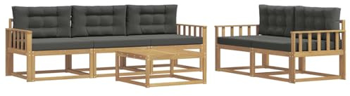 vidaXL Outdoor-Sofagarnitur mit Kissen 6 pcs Weiß und Anthrazit, Hochmodernes Gartenmöbel Set, Sofakollektion für draußen, Lounge für Garten, Poolbereich Sitzgruppe