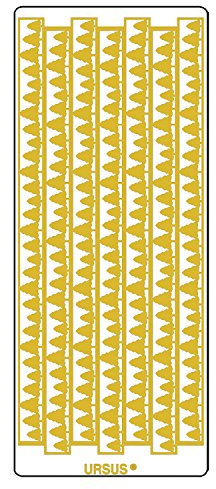 Ursus 593000129 - Kreativ Sticker Bordüre Weihnachtsbaum, gold, 5 Stickerbögen, selbstklebend, leicht abziehbar, ideal für Kartengestaltung, Scrapbooking und Dekorieren von Geschenken