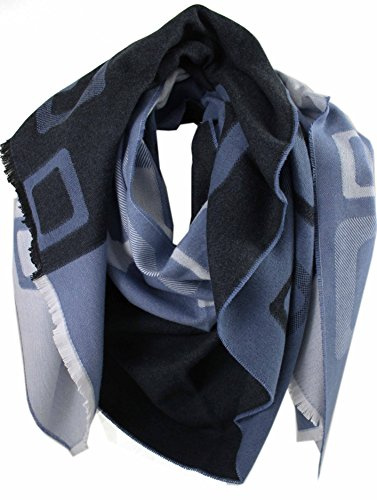 Rotfuchs® Schal Webschal Two-Tone & Grafik Look blau schwarz modisch 100% Baumwolle