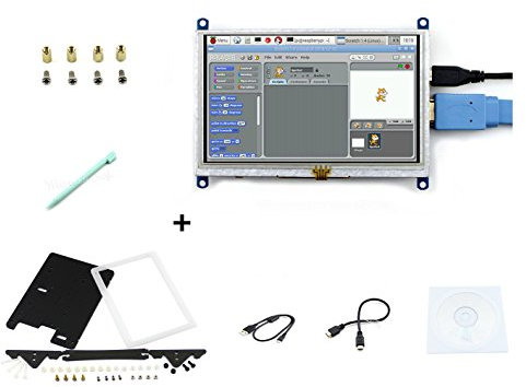 5inch HDMI LCD Monitor Raspberry pi Resistive Touch Screen Display HDMI Interface with Bi-color Case for Rapsberry pi & Banana pi & Beaglebone Black supports Windows 10/8.1/8/7 Various Systems