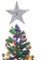 NICEXMAS - Estrella plateada de 5 puntas para colocar en la copa del árbol de Navidad, adorno brillante y elegante, 20 cm