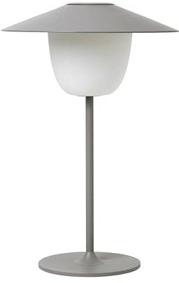 blomus Mobile LED-Tischleuchte -ANI LAMP- | Akku Tischlampe aus Aluminium | Farbe Satellite| Ø 22 x 33H cm | 2 Helligkeitsstufen per Touch | Outdoor