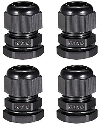 sourcing map 4Pcs M20 Cable Gland Waterproof Connector Plastic Wire Glands Joints Black for 6-12mm Dia Wires
