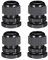 sourcing map 4Pcs M20 Cable Gland Waterproof Connector Plastic Wire Glands Joints Black for 6-12mm Dia Wires