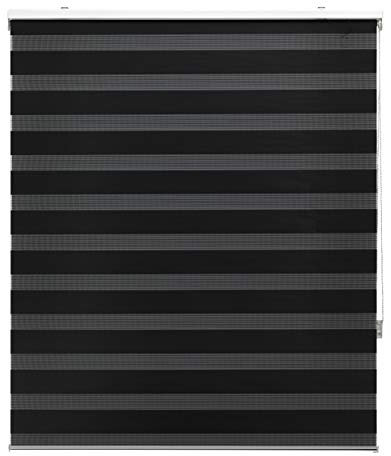 Blindecor Rollo nach Maß für Nacht und Tag, schwarz, 130 x 250 cm (Breite x Höhe), Stoffgröße 127 x 245 cm, Nacht- und Tagesrollo