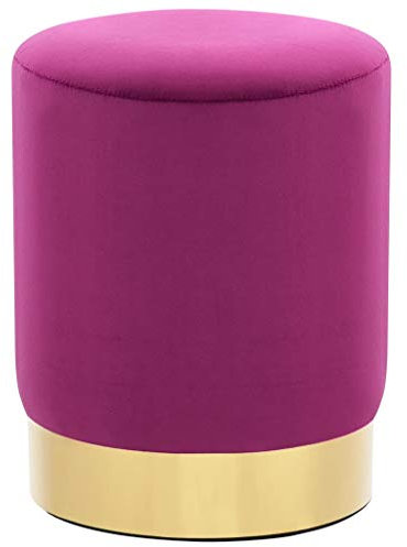 Festnight Hocker Fassform Barstuhl Bistrohocker Sitzhocker Schemel Samthocker Pouf Sitzpouf Velour Fußhocker Lila und Golden Samt 26,5 x 38 cm