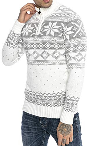 Redbridge Herren Strickpullover Norweger Pullover Stehkragen