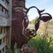 Seawang Eisen Kuh-Figur Gartenstecker Rost 29x28cm Cow