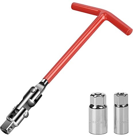 Sukudon Spark Plug Set, T- Spark Plug Socket, Spark Plug Removal Tool 16mm 21mm (Red) Square Small and Portable
