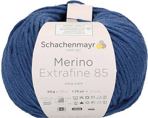 Schachenmayr 9807554-00254 Handstrickgarne, 100% Schurwolle, Jeans, onesize