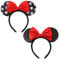 Mouse Ears Bow Headbands, 2PCS Classic Sequin Bow Headband Mini Mouse Ears for Women, Kids(Red Bow & White Polka Dots)
