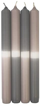 Leuchterkerzen Dip Dye Kerzen Grau/Silbergrau, 250 x ∅ 23 mm, 4 Stück