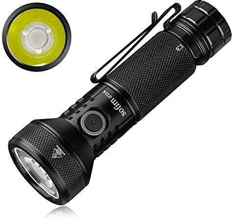 Linterna recargable, Sofirn IF22A 2100 lúmenes altos 690 m máximo potente lanzador linterna con SFT-40 LED, lente TIR, salida de descarga para senderismo (negro)