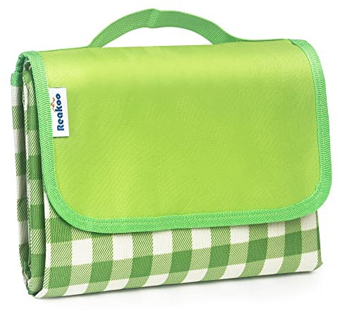 reakoo Picknickdecke XXL 200x200cm, Wasserdicht Stranddecke, Picknick-Matte mit Tragegriff, Sandfrei Picknickdecke Waschbar für Outdoor, Camping, Park, Garten