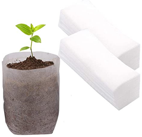 gardtree Pflanzbeutel, 14 x 16 cm, 200 Stück, Vlies, biologisch abbaubar, Pflanzen-Wachstumsbeutel, Stoff-Setzling-Starterbeutel für Gemüse, Blumen, Obst, Setzlinge, Baum, Heim- und Gartenbedarf