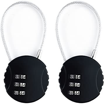 Qrity 2 Pièces Cadenas de Sécurité à 3 Chiffres Serrure à Code, Cadenas D'extérieur, Serrure à Bagages, Casier de Sport, Serrure D'armoire