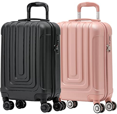 Flight Knight Premium Lightweight Hartschalenkoffer - 8 Spinner-Rader - TSA-Schloss & USB-Anschluss - Zugelassen Fur Uber 100 FluggesellschaftenEinschließlich EasyJet, Ryanair & Jet2-55x35x20cm