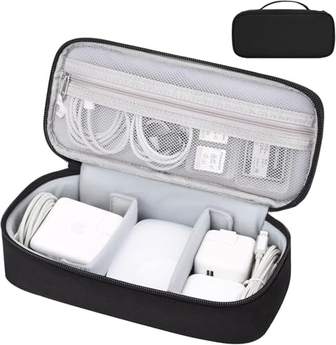 Yundoor Cable Organizer Bag, Electronic Organizer Travel Case for Charger & Cords, Travel Accessories, Portable Power Bank (Black)