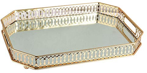 Base espejada rectangular decorativa de la bandeja de servir/del tocador del metal