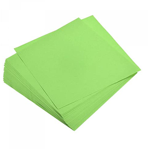 sourcing map Origami Papier Beidseitig Fluoreszierend Grün 5,9x5,9 Viereckig DIY 100 Blatt