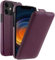 HEPUP For Apple iPhone 12 Mini (2020) 5.4 Inch Leather Shockproof Cover, Lychee Pattern Vertical Flip Folio Phone Case [Screen & Camera Protection] (Color : Purple)