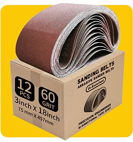 75 x 457 mm 60 Grit Sanding Belt | Premium Aluminum Oxide Sanding Belt | Premium Sander Sandpaper,12 Pack