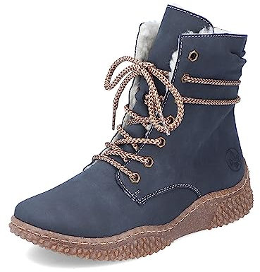 Rieker Damen Schnürstiefeletten Y8443, Frauen Stiefeletten,uebergangsschuhe,uebergangsstiefel,Chukka Boots,schnürboots,blau (14),41 EU / 7.5 UK