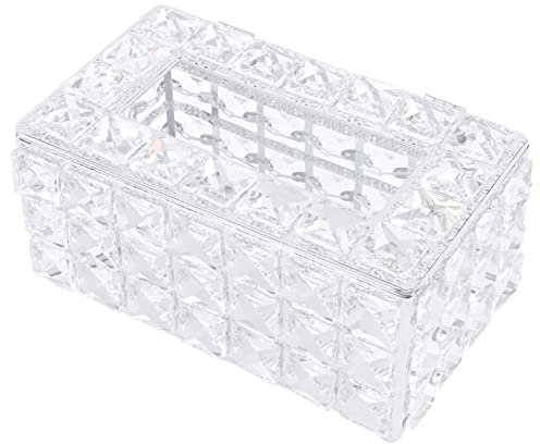 Alvinlite Rechteckige Kristall-Taschentuchbox-Abdeckung, Dekorative Papierbox, Serviettenhalter, Kosmetiktuchhalter, Verwendet in Küche, Esszimmer, Badezimmer, Schreibtisch, Silber