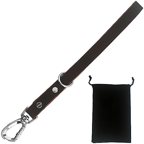 Dog Leash Leather Dog Lead Short Dog Rope 12 inch leather leash +2 inch 360 °clip Heavy Duty Metal Clip Soft Strong Light for Medium and Large Dogs Pet Training Walking