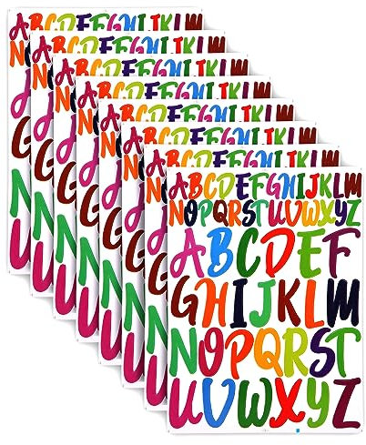 8 Blatt Buchstabenaufkleber, 2,5cm/5cm Farbig Selbstklebend Vinyl Alphabet Aufkleber Wasserdicht Aufkleber für Scrapbooking Buchstaben zum Aufkleben für Poster Briefkasten Fenster (Stil C)