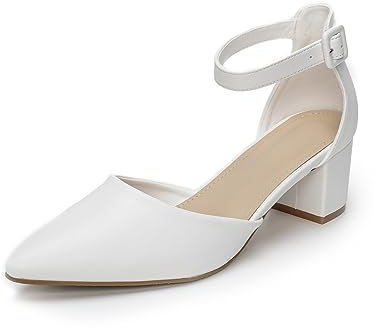 Daman Pumps Riemchenpumps Bequeme Pumps mit Absatz Riemchenpump Weiß 42